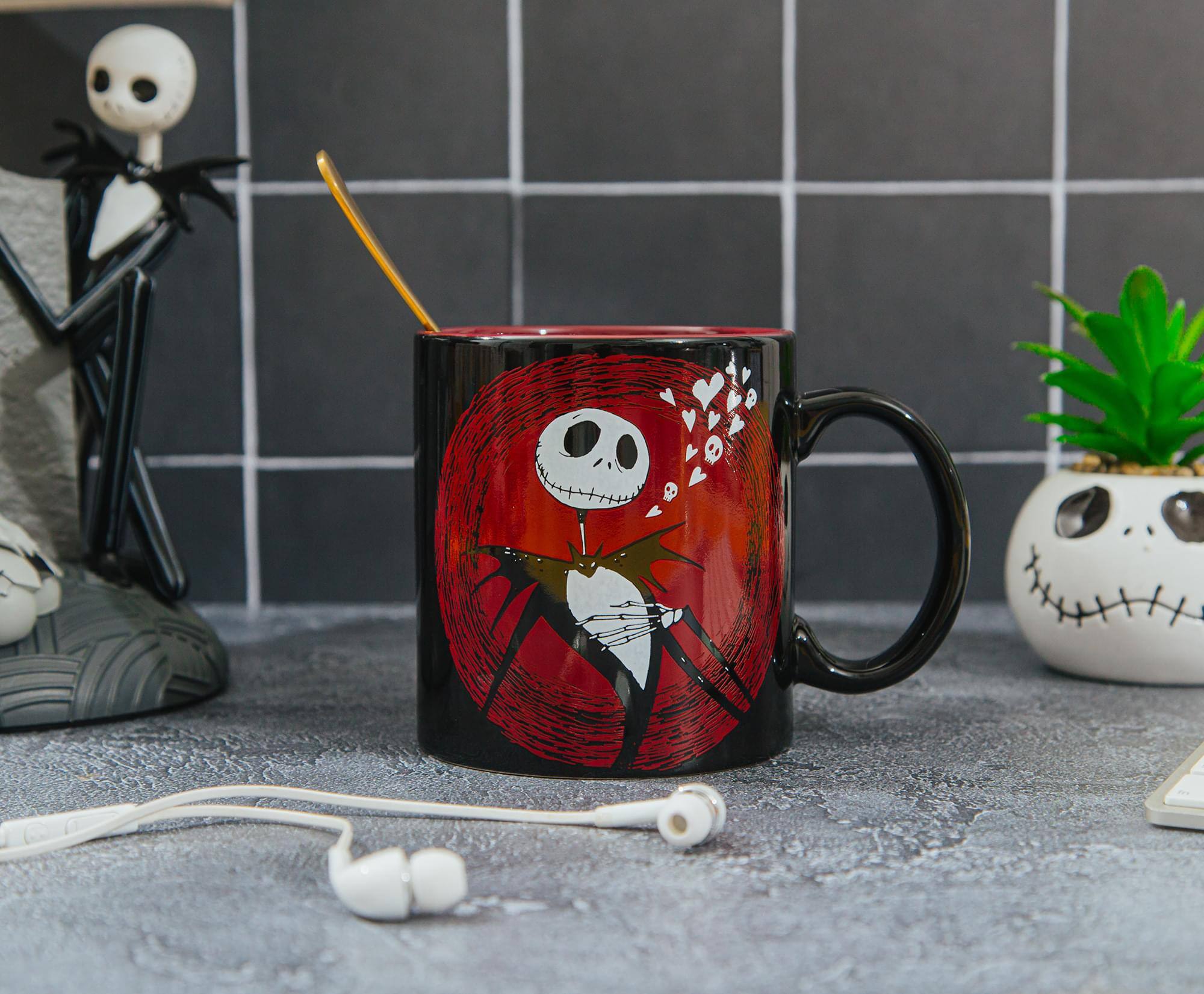 Alt View 10. Disney - Disney The Nightmare Before Christmas Jack Hearts Ceramic Mug | 20 Ounces - Black.