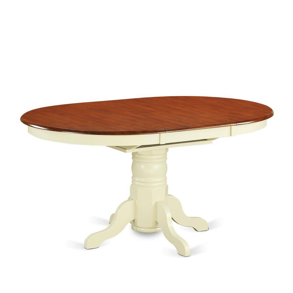 Angle. East West Furniture - 5 Pc Dinette Table with Leaf and 4 Wood Seat Chairs in Buttermilk and Cherry. - Buttermilk & Cherry.