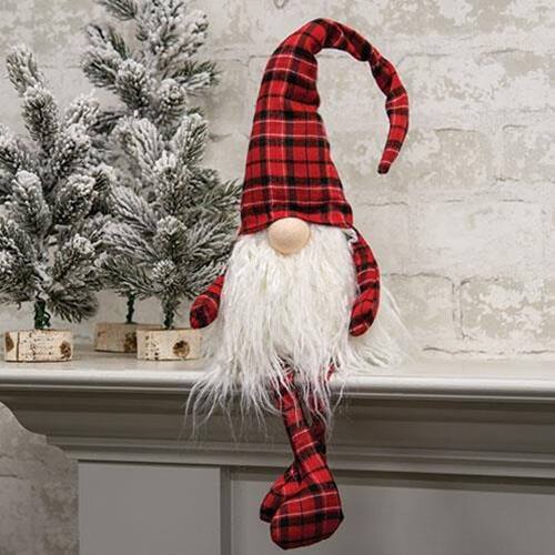Angle. BreeBe - *Christmas Plaid Pajamas Dangle Leg Gnome - Multi.