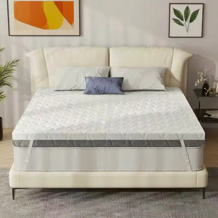 Front. Dyonery - Dyonery 4 inch high-density foam mattress, sturdy double-sided sleeping memory foam mattress, washable cover,King size - White.