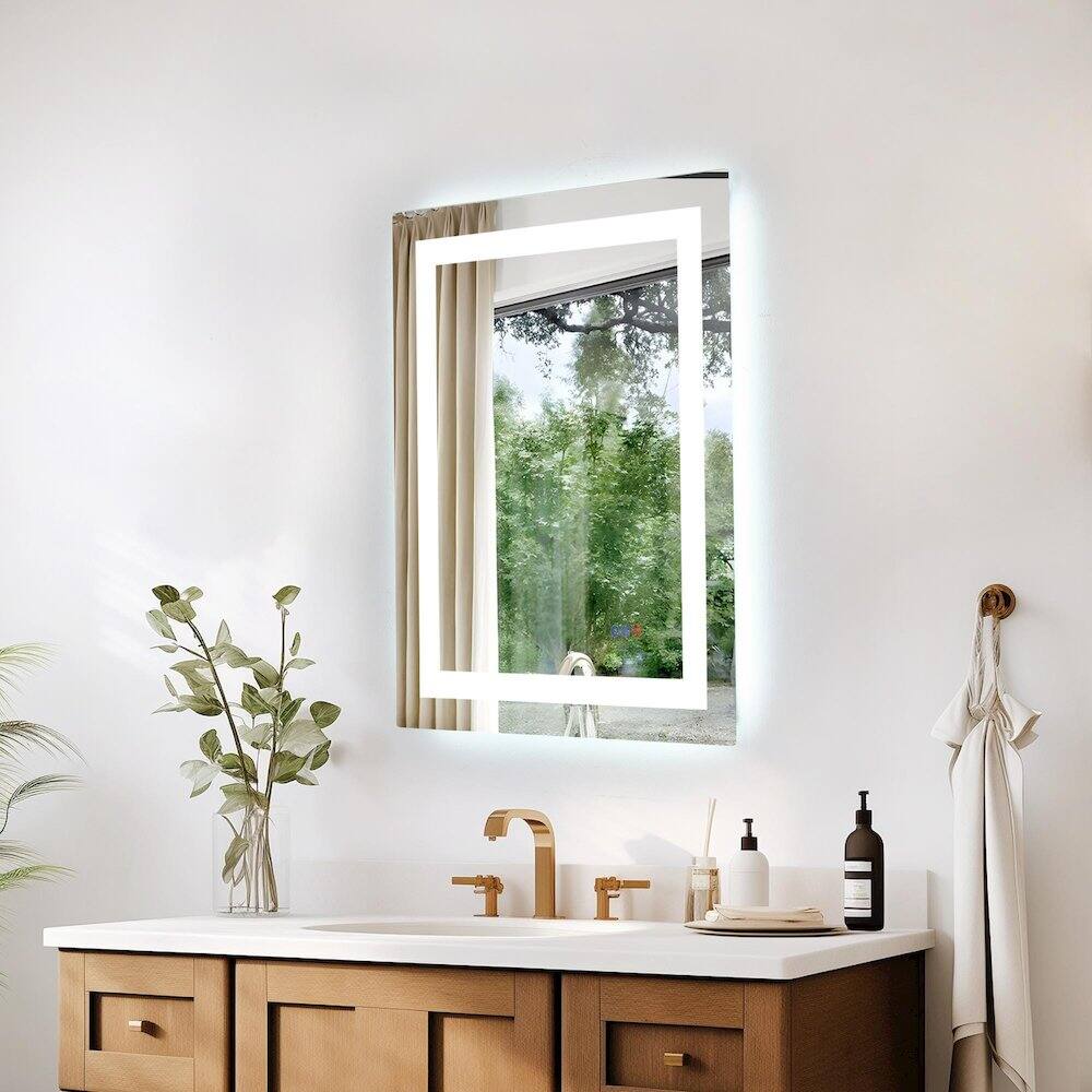 Alt View 10. Elegant Kitchen and Bath - Riven 30X24 Led Mirror, Adjustable Color 3000K/4200K/6400K - White.