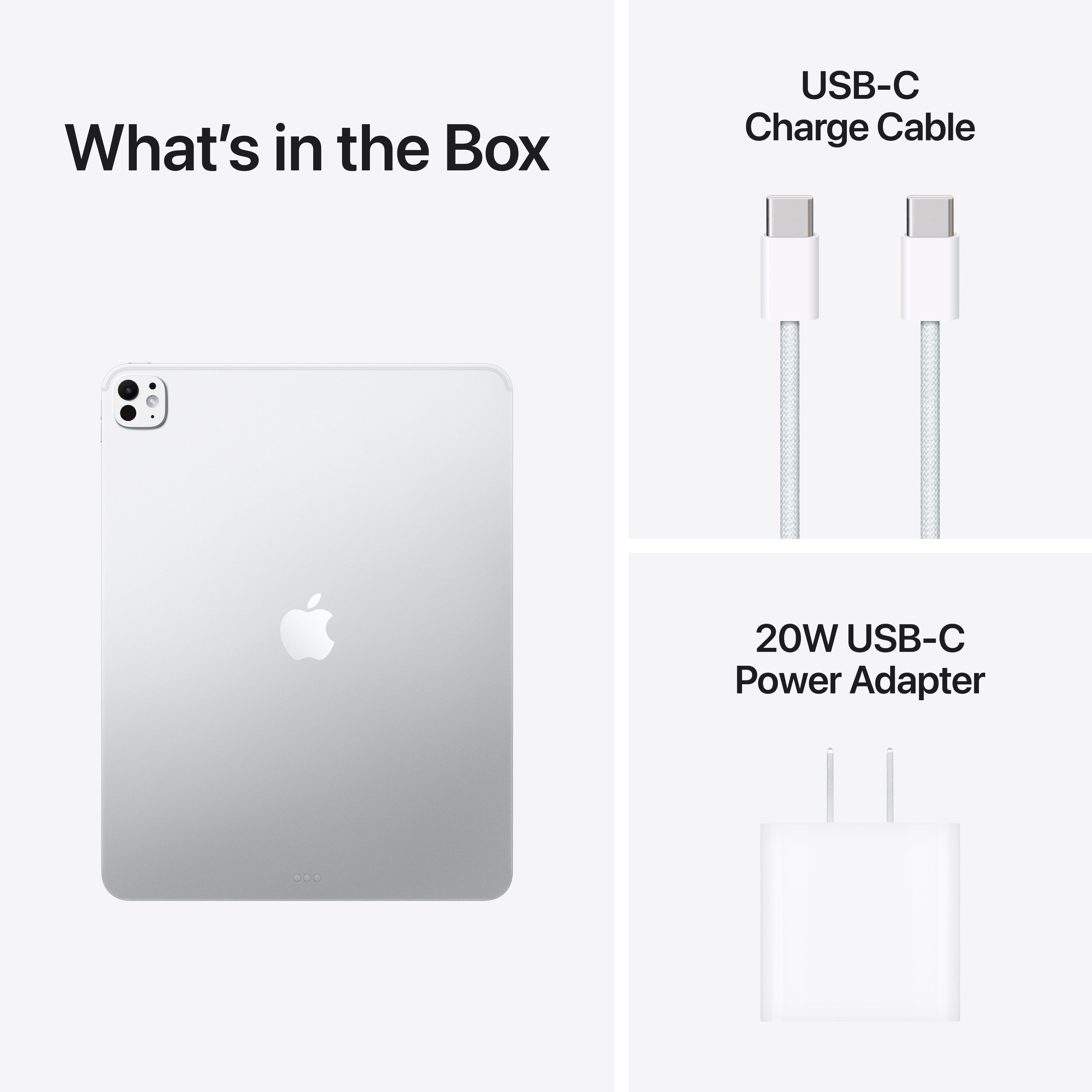 What's in the Box
- USB-C Charge Cable
- 20W USB-C Power Adapter