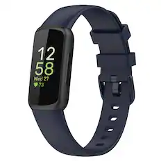 Front. StrapsCo - Active Band Silicone Rubber Watch Strap For Fitbit Inspire 3 (Medium-Long) - Dark Blue.