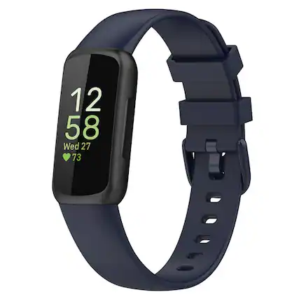 Front. StrapsCo - Active Band Silicone Rubber Watch Strap For Fitbit Inspire 3 (Short-Medium) - Dark Blue.