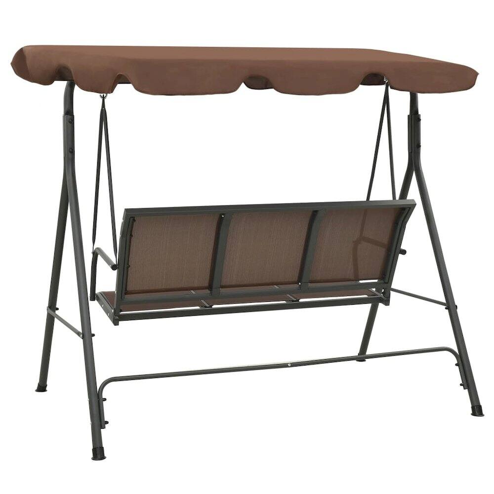 Back. vidaXL - vidaXL Porch Swing Coffee Powder-coated steel frame Large - Brown.