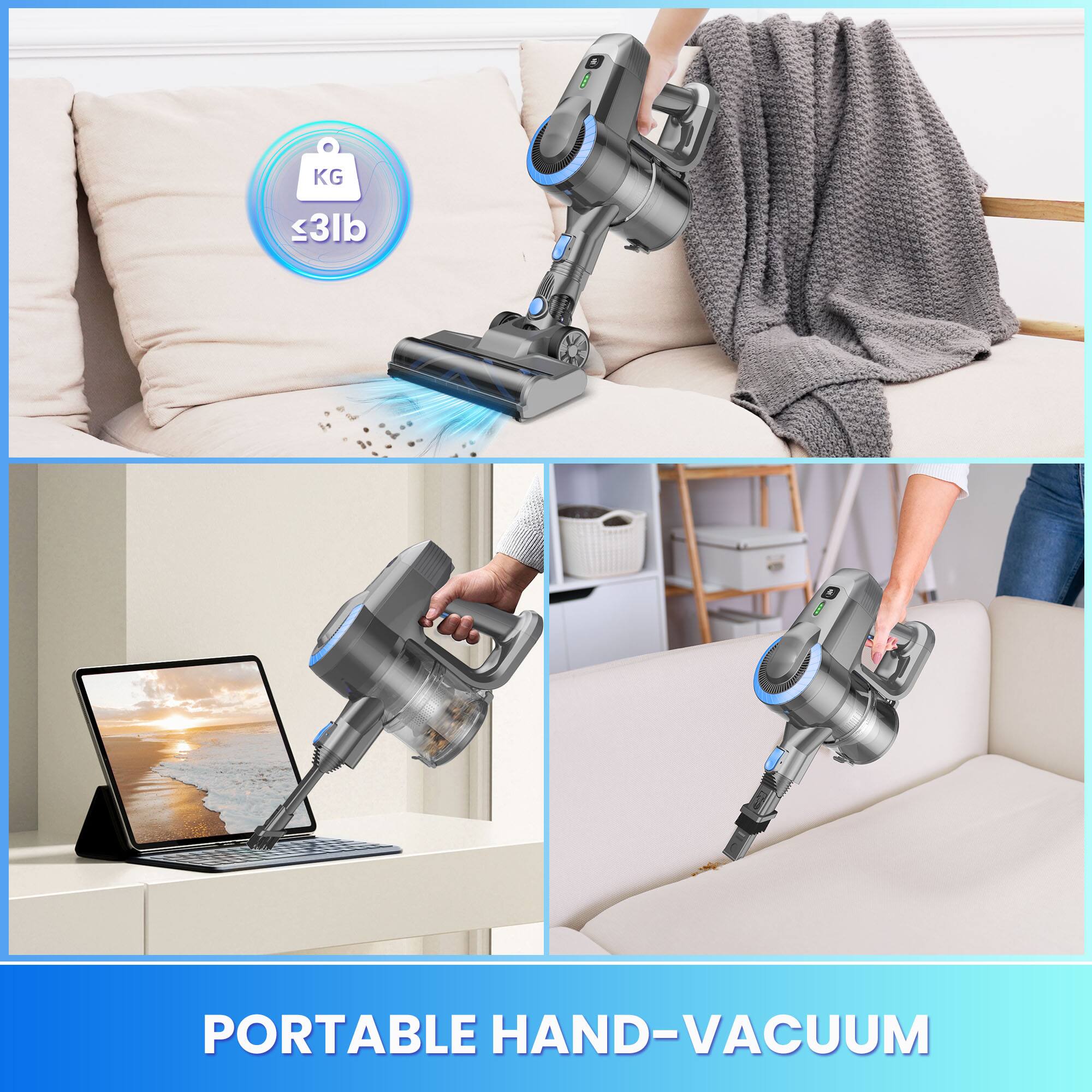 PORTABLE HAND-VACUUM

KG ≤3lb