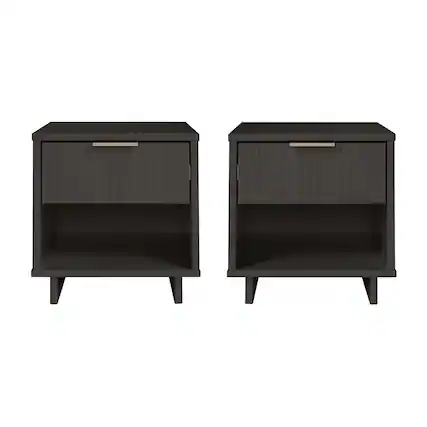 Front. Manhattan Comfort - Granville Modern 18" Nightstand - Set of 2 - Charcoal Gray.
