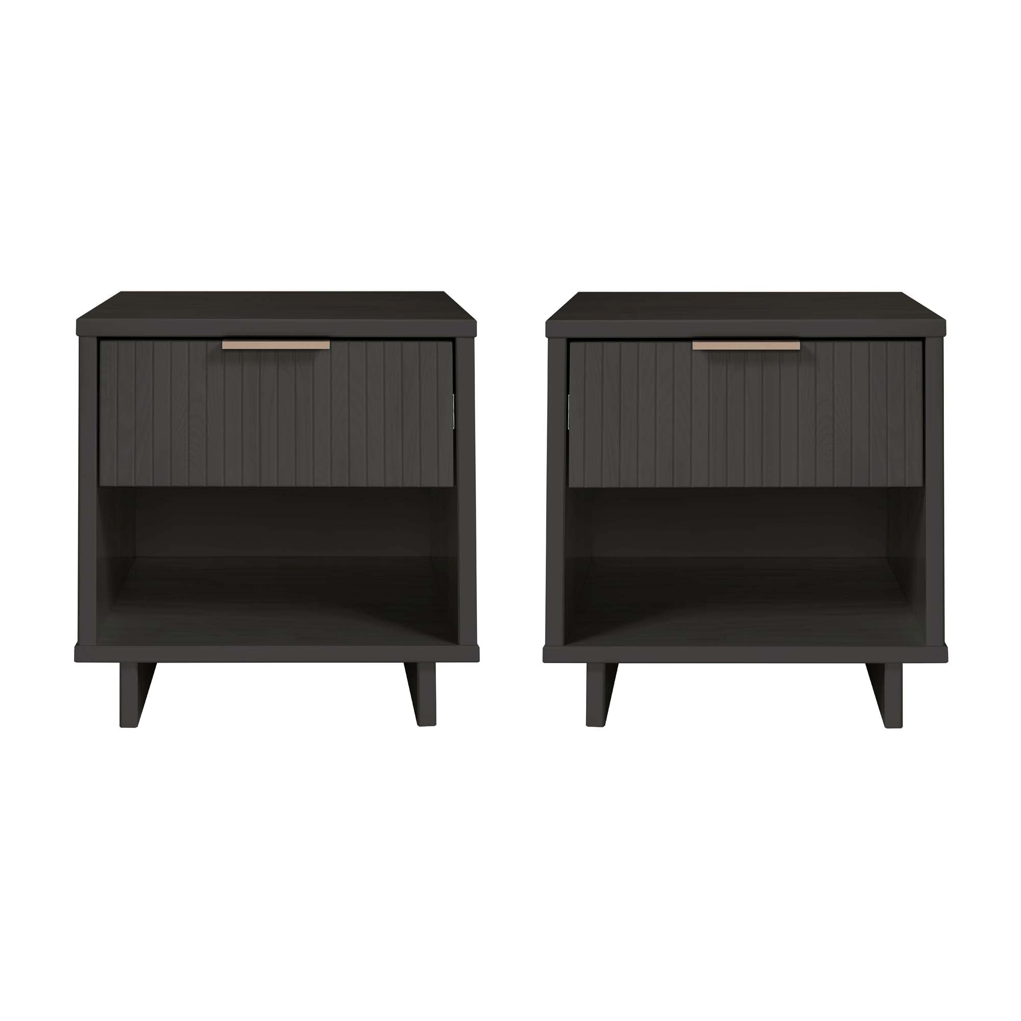 Front. Manhattan Comfort - Granville Modern 18" Nightstand - Set of 2 - Charcoal Gray.