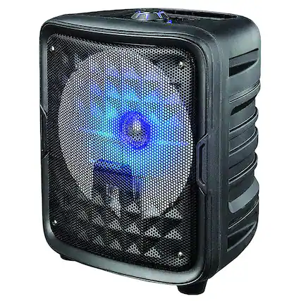 Front. iQ Sound - 8" Bluetooth Speaker with True Wireless Technology - Black.