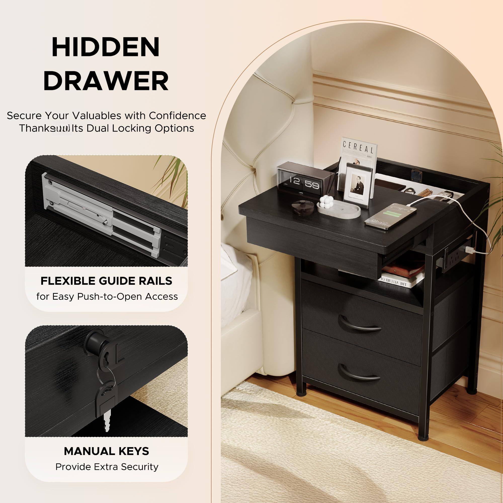 **HIDDEN DRAWER**

Secure Your Valuables with Confidence  
Thanks to Its Dual Locking Options

**FLEXIBLE GUIDE RAILS**  
for Easy Push-to-Open Access

**MANUAL KEYS**  
Provide Extra Security