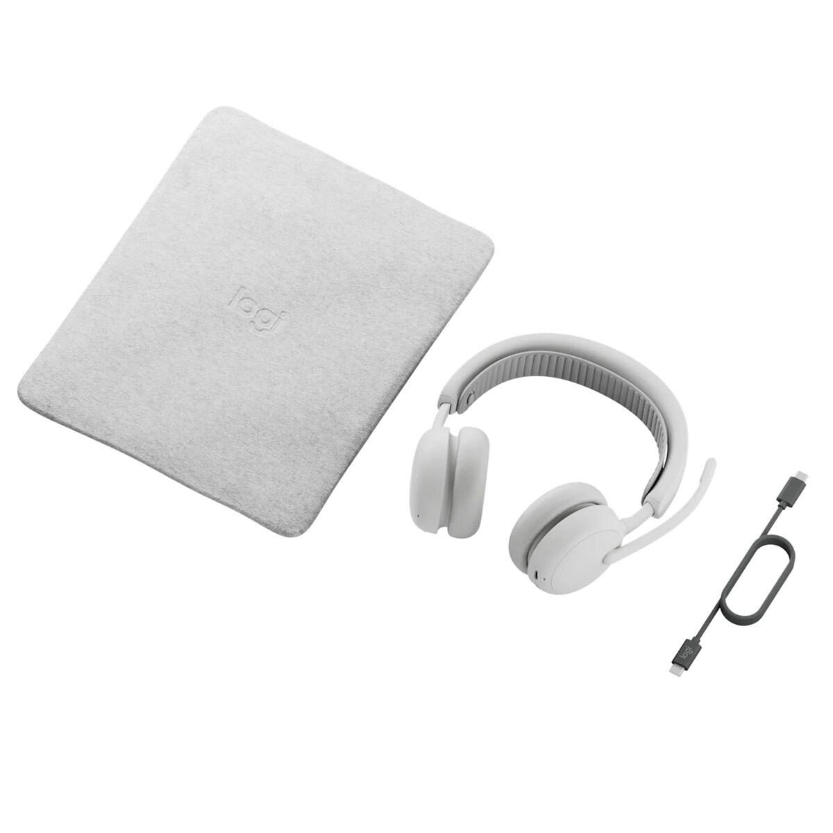 Alt View 3. Logitech - Logitech Zone Wireless 2 ES Active Noise Cancelling Closed-Back On-Ear Stereo Headset, Off-White - White.