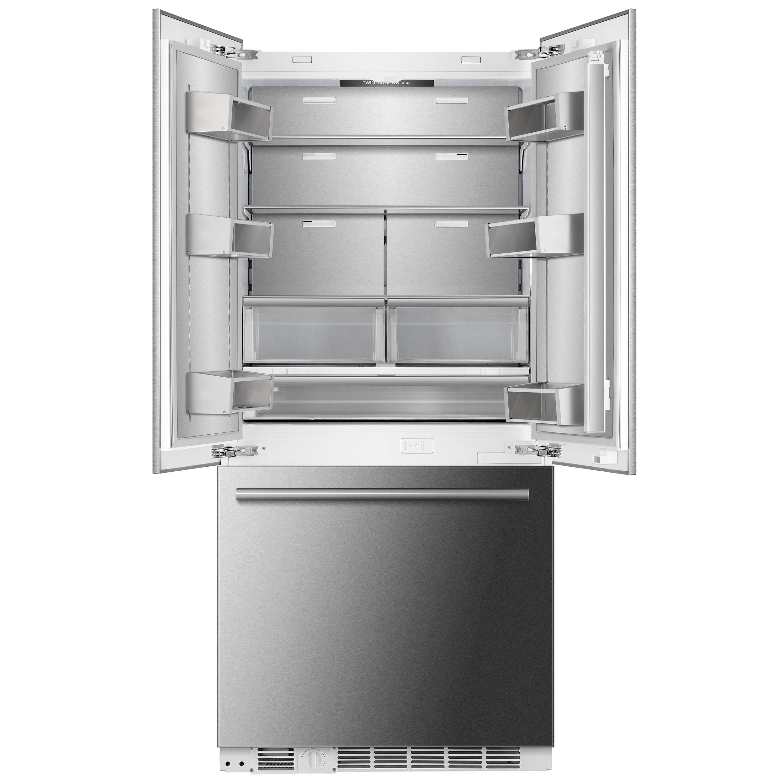 Angle. Forno Appliances - Rivestito 15.5 Cu. Ft. French Door Counter-Depth Panel Ready Refrigerator with Stainless Steel Front Panel - Stainless Steel.