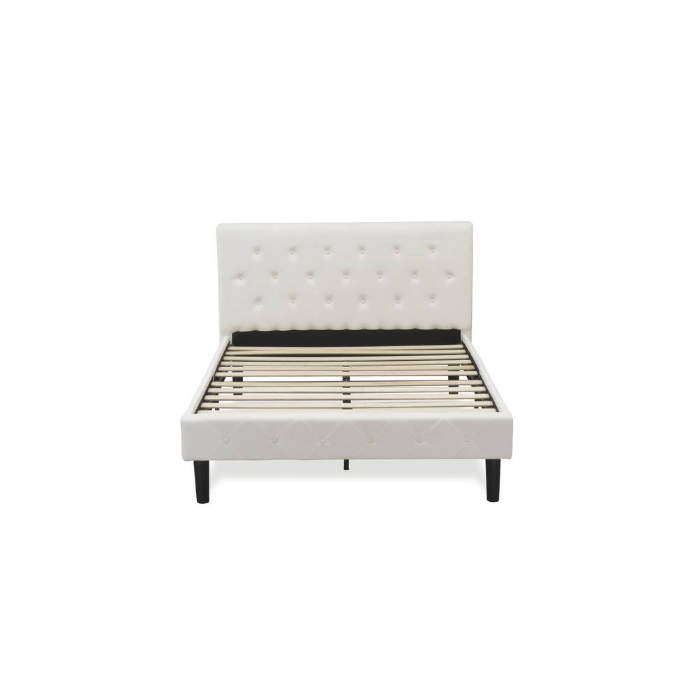 Alt View 3. East West Furniture - NL19F-1GO05 2 Piece Bedroom Set - 1 Full Size Bed White Velvet Fabric Headboard and 1 Night Stand - White Finish - White Velvet.