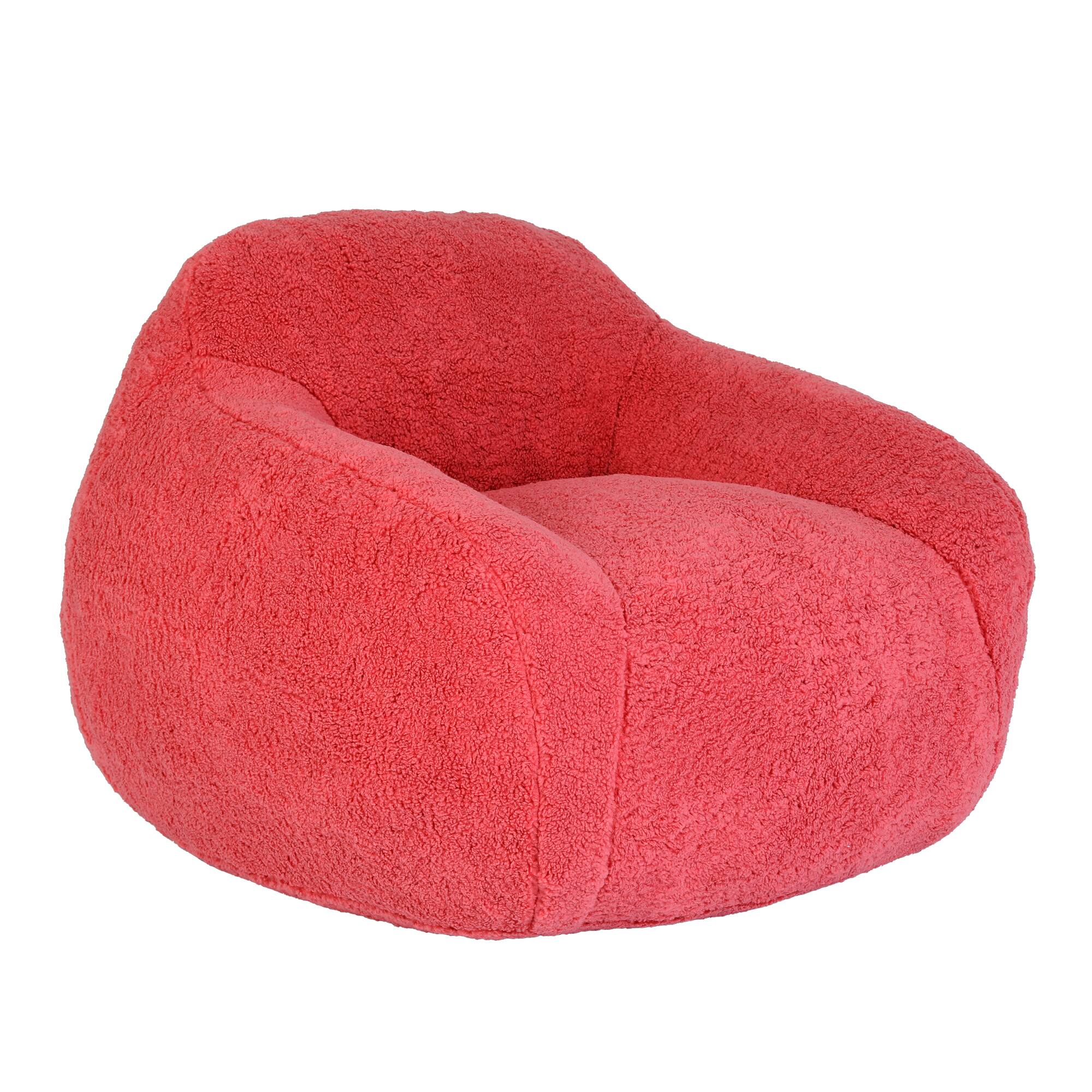 Alt View 5. GOODSILO - Giant Memory Foam Filled Bean Bag Sofa with Armrests for Adults, Spacious Faux Fur Lounger for Living Room and Bedroom - Rose Red.