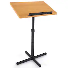 Pyle - Portable Floor Lectern Podium Stand-Height Adjustable Steady Standing Design - White