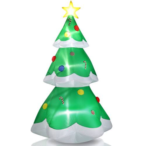 Alt View 1. Winado - 7 FT Inflatable Christmas Tree with Built-in LED Lights for Holiday Party Lawn Decoration - Green.