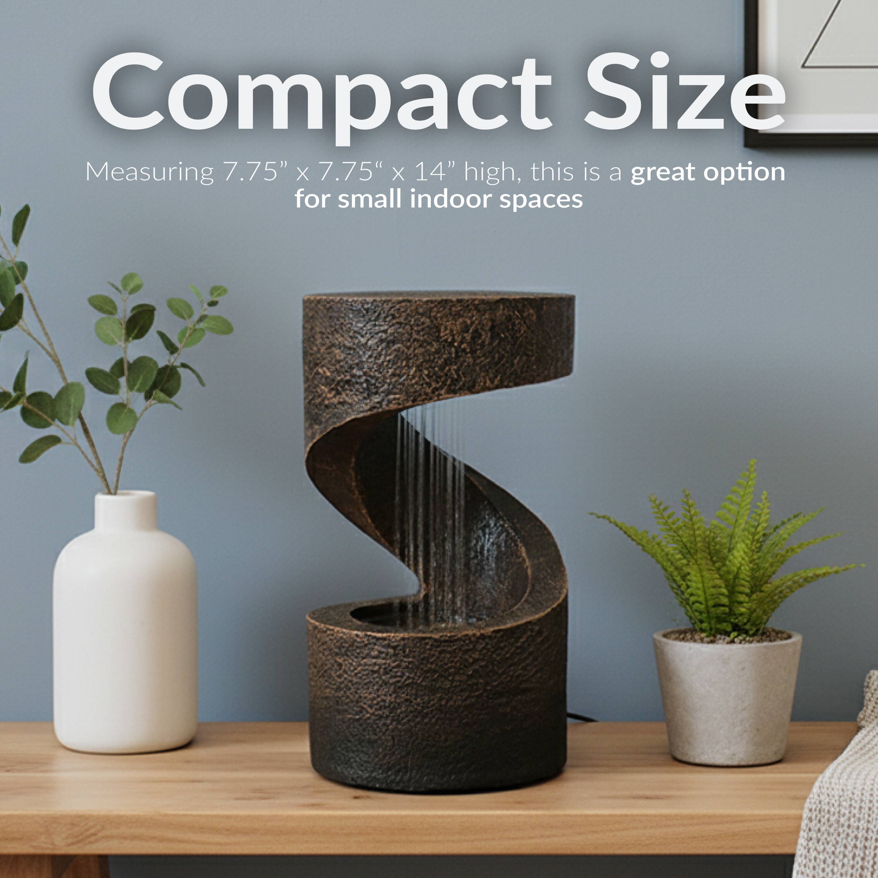 Compact Size  
Measuring 7.75" x 7.75" x 14" high, this is a great option for small indoor spaces