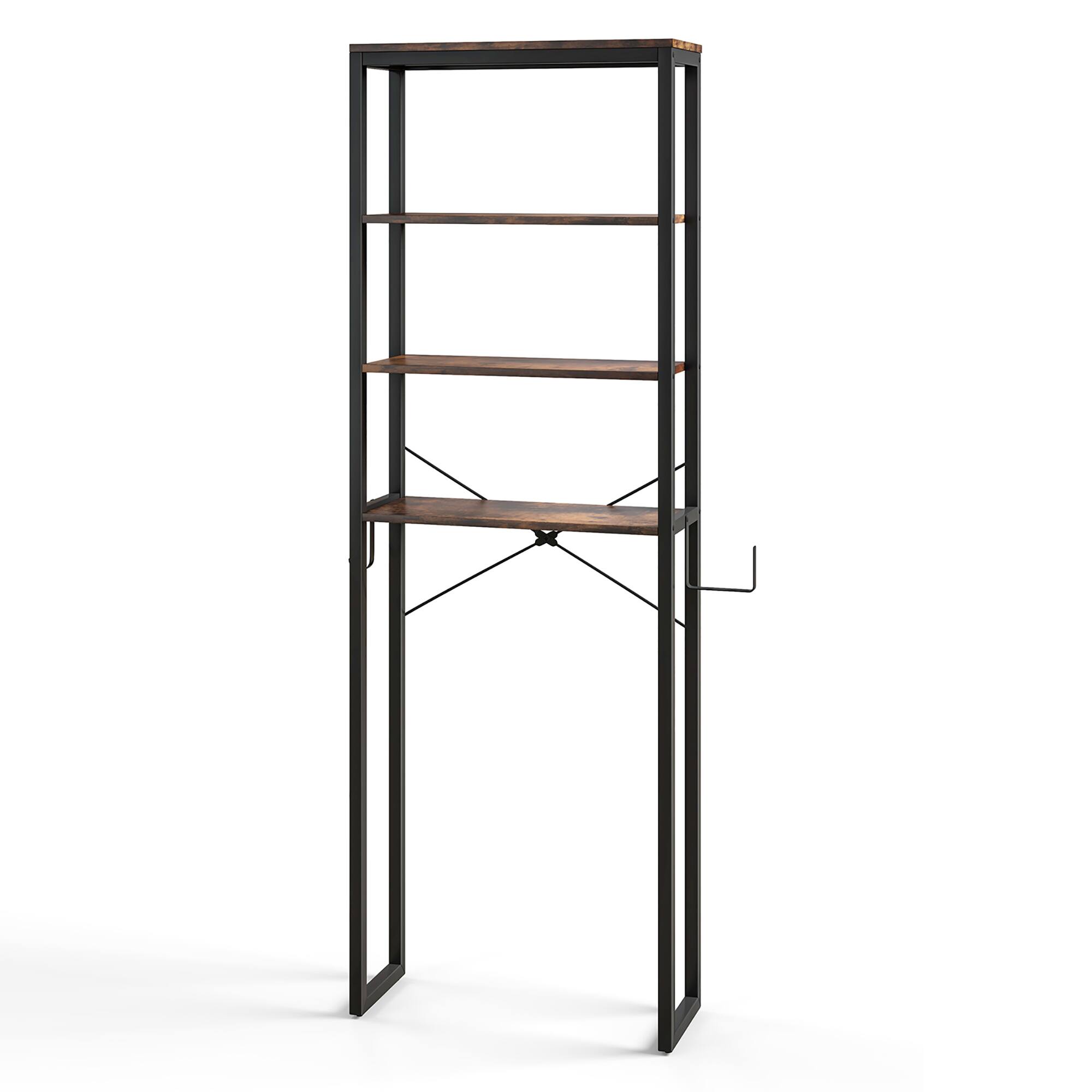 Alt View 6. Gymax - Gymax Over The Toilet Storage 4-Tier Industrial Over-the-Toilet Space Saver Storage Rack Rustic Brown - Rustic Brown.