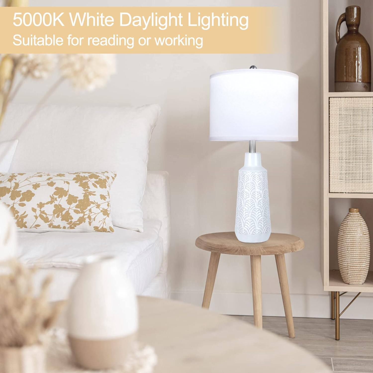 5000K White Daylight Lighting  
Suitable for reading or working