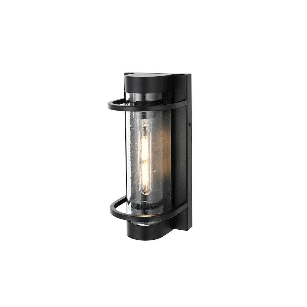 Angle. Elegant Lighting - Parrish 7 inch Outdoor Pendant in Black - Black.