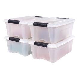IRIS USA - IRIS 12.75qt Plastic Storage Bins with Lids and Secure Latching Buckles - 4 Pack