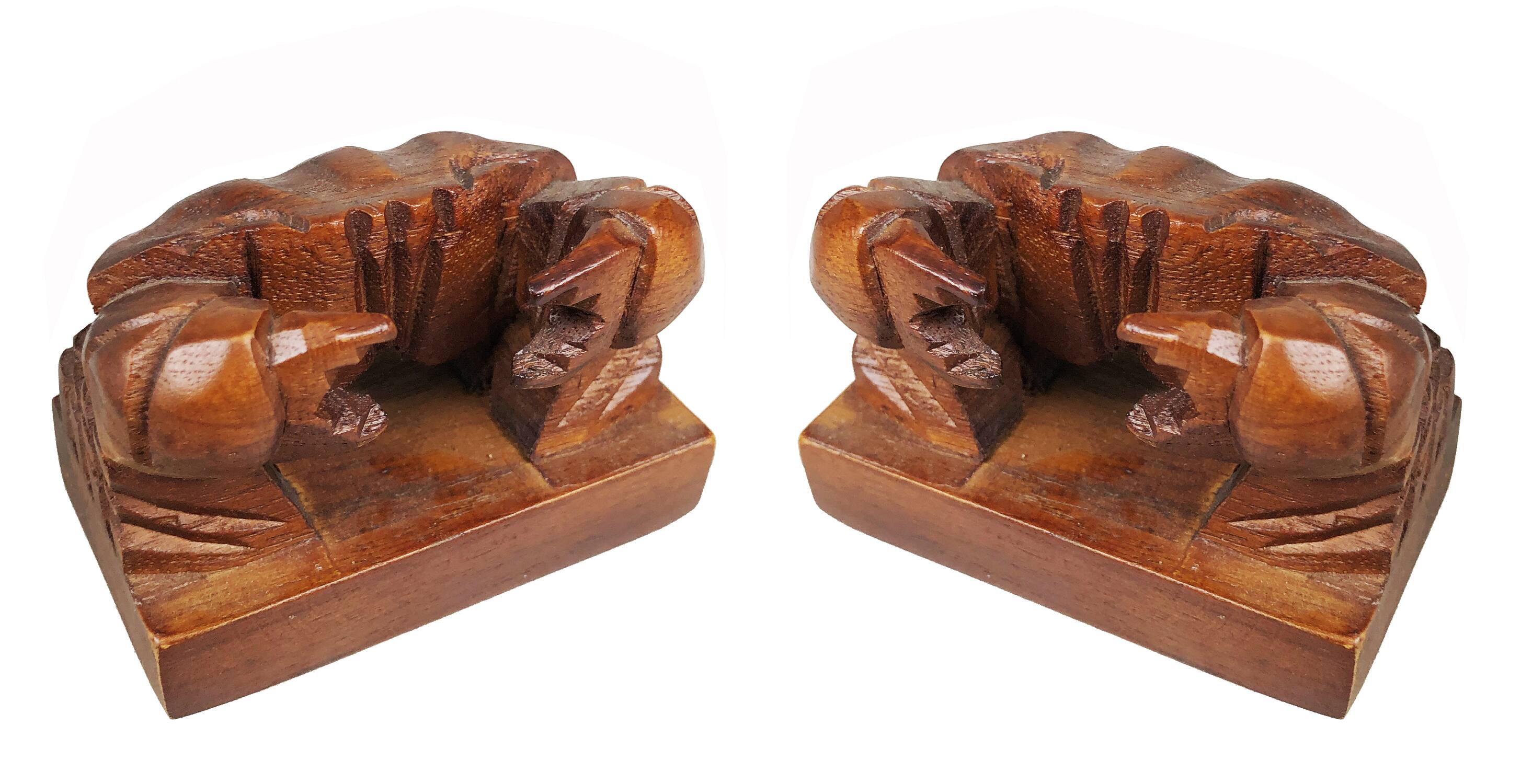 Dart - Crab Mini Statue SET 2 pcs - Natural Teak Oil