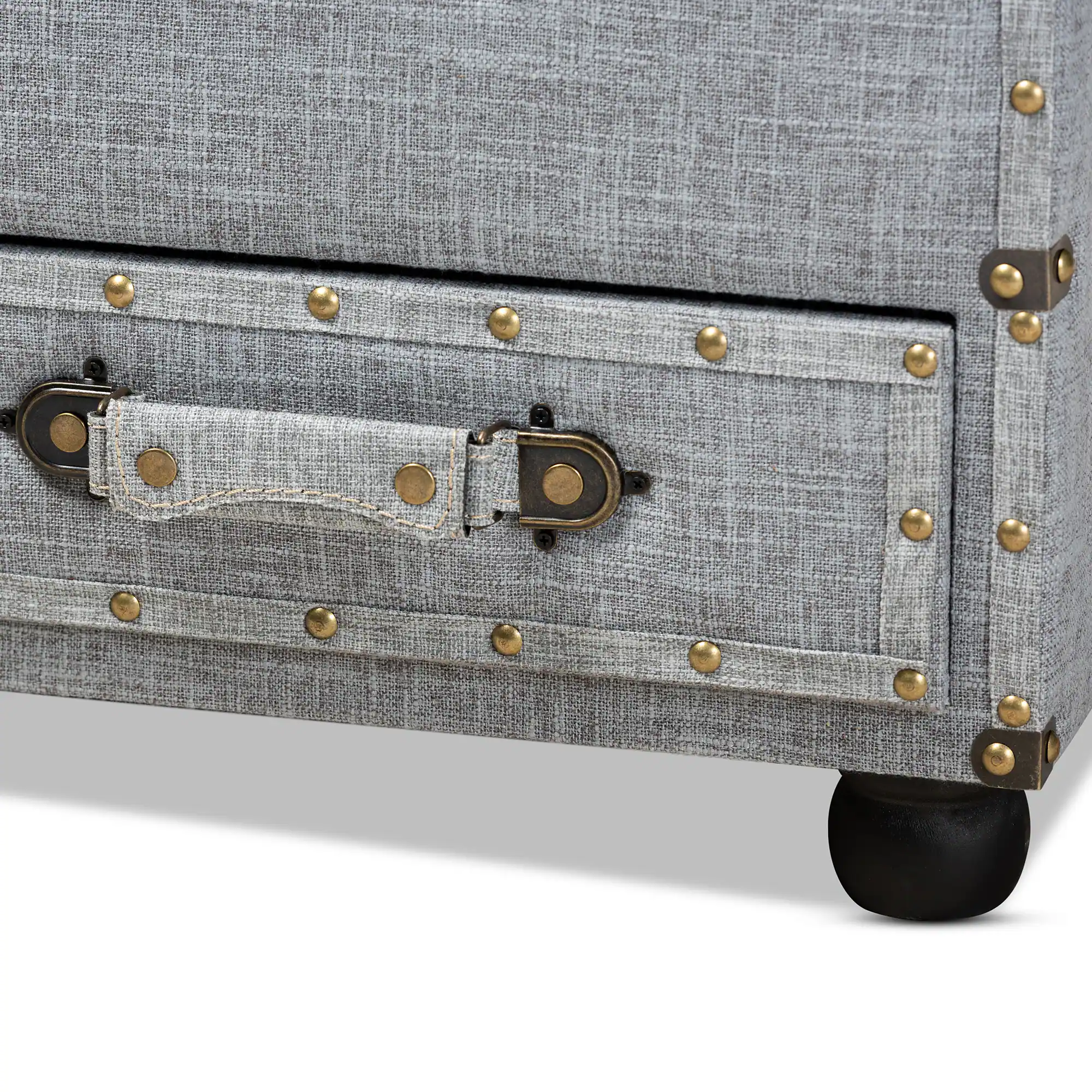 Alt View 4. Baxton Studio - Flynn Modern Transitional Fabric Upholstered 2-Drawer Storage Trunk Ottoman - Grey/Black.