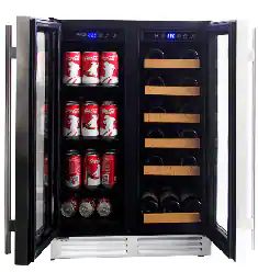 Electactic - 18 Bottle + 66 Can Dual Zone Wine & Beverage Cooler, 41-68℉/36-50℉, Built-in - Black