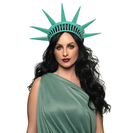 Front. Underwraps - Statue of Liberty Crown Adult Costume Accessory - Green.