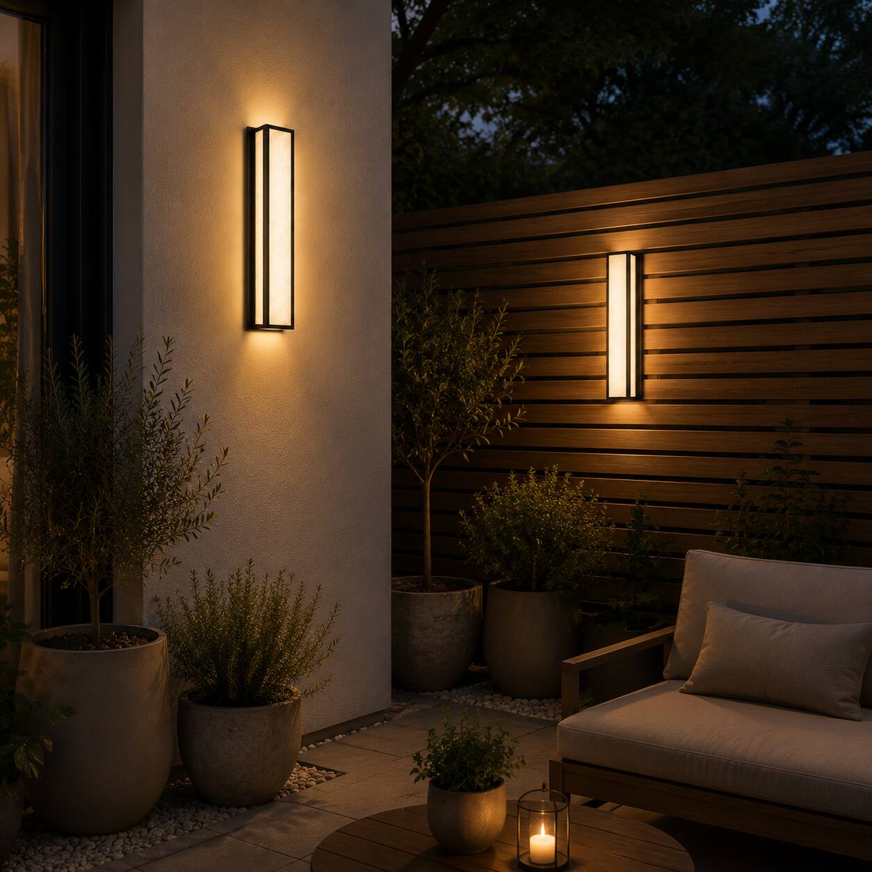 Left. E.P. Light - Set of 2 24.8" 3000K Hardwired Wall Sconces.