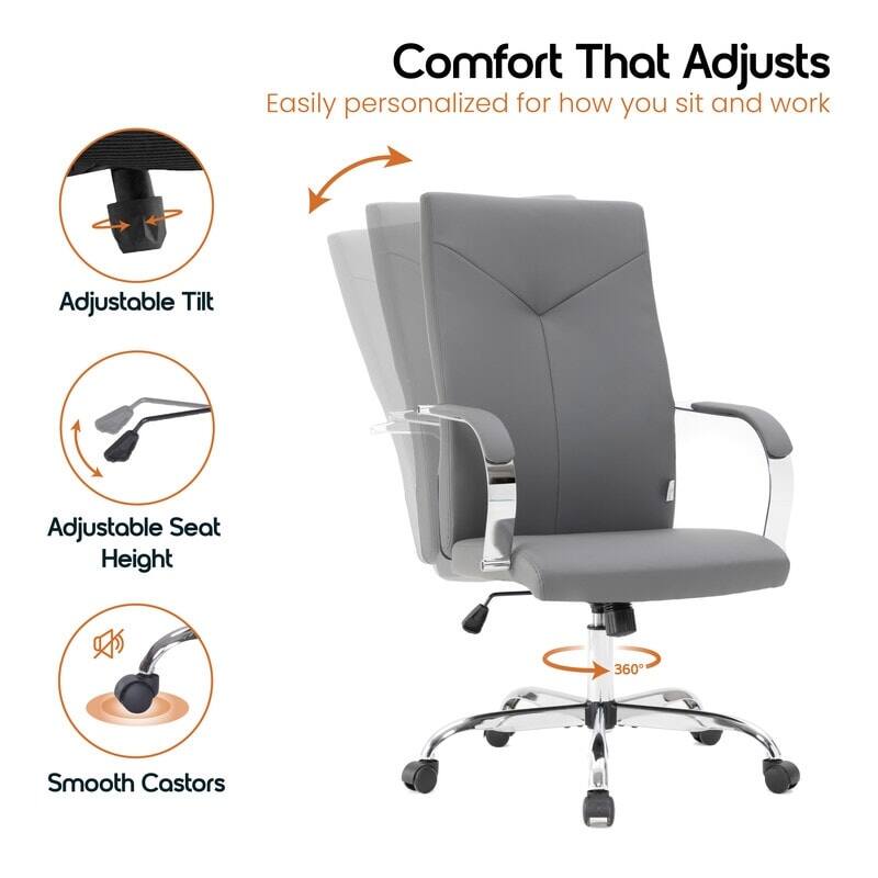 Comfort That Adjusts  
Easily personalized for how you sit and work  

- Adjustable Tilt  
- Adjustable Seat Height  
- Smooth Castors  
- 360°