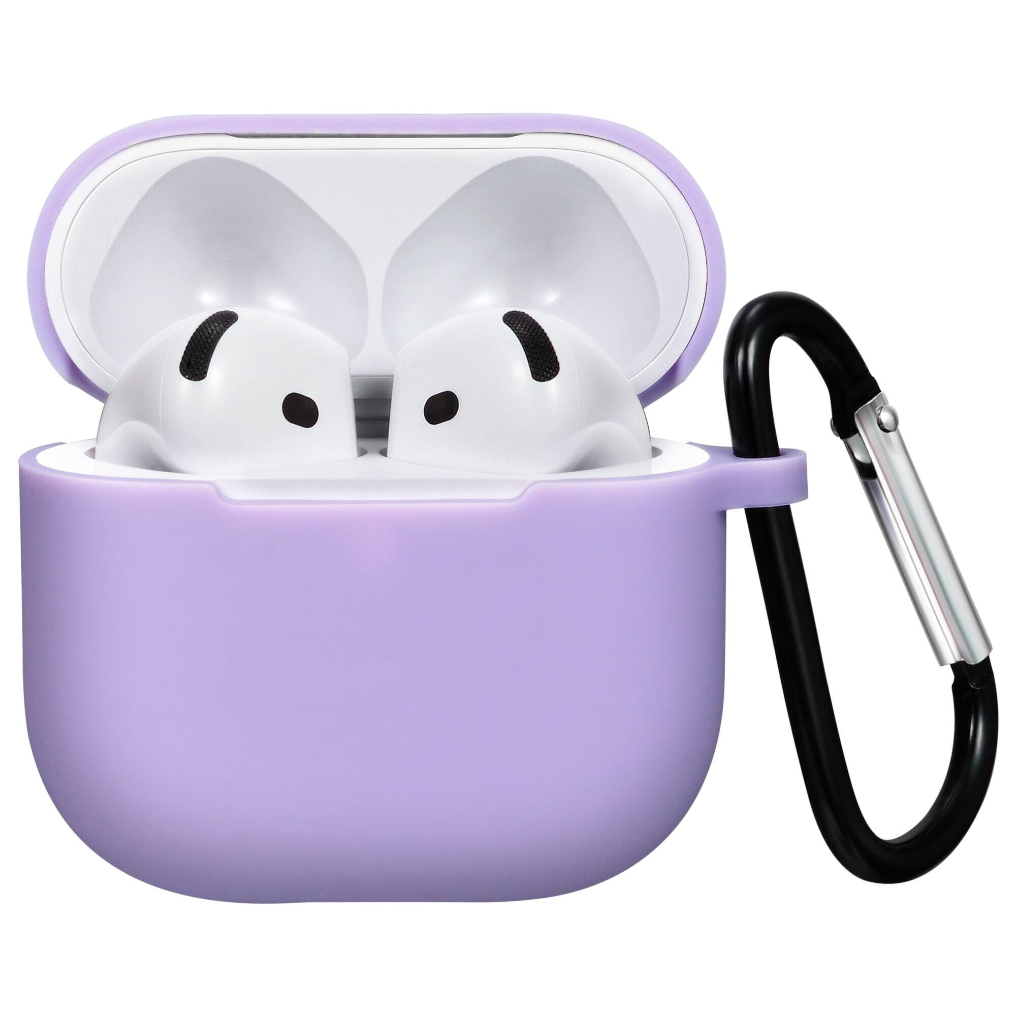 Angle. Vena - Case for Apple AirPods 4 Case Silicone Cover For AirPods Gen 4 Case 4th Generation, Supports Wireless Charging, Purple - Purple.