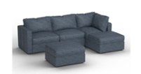 Lovesac - 5 Seats + 5 Sides Rained Chenille & Lovesoft - Vintage Blue - Front_Zoom