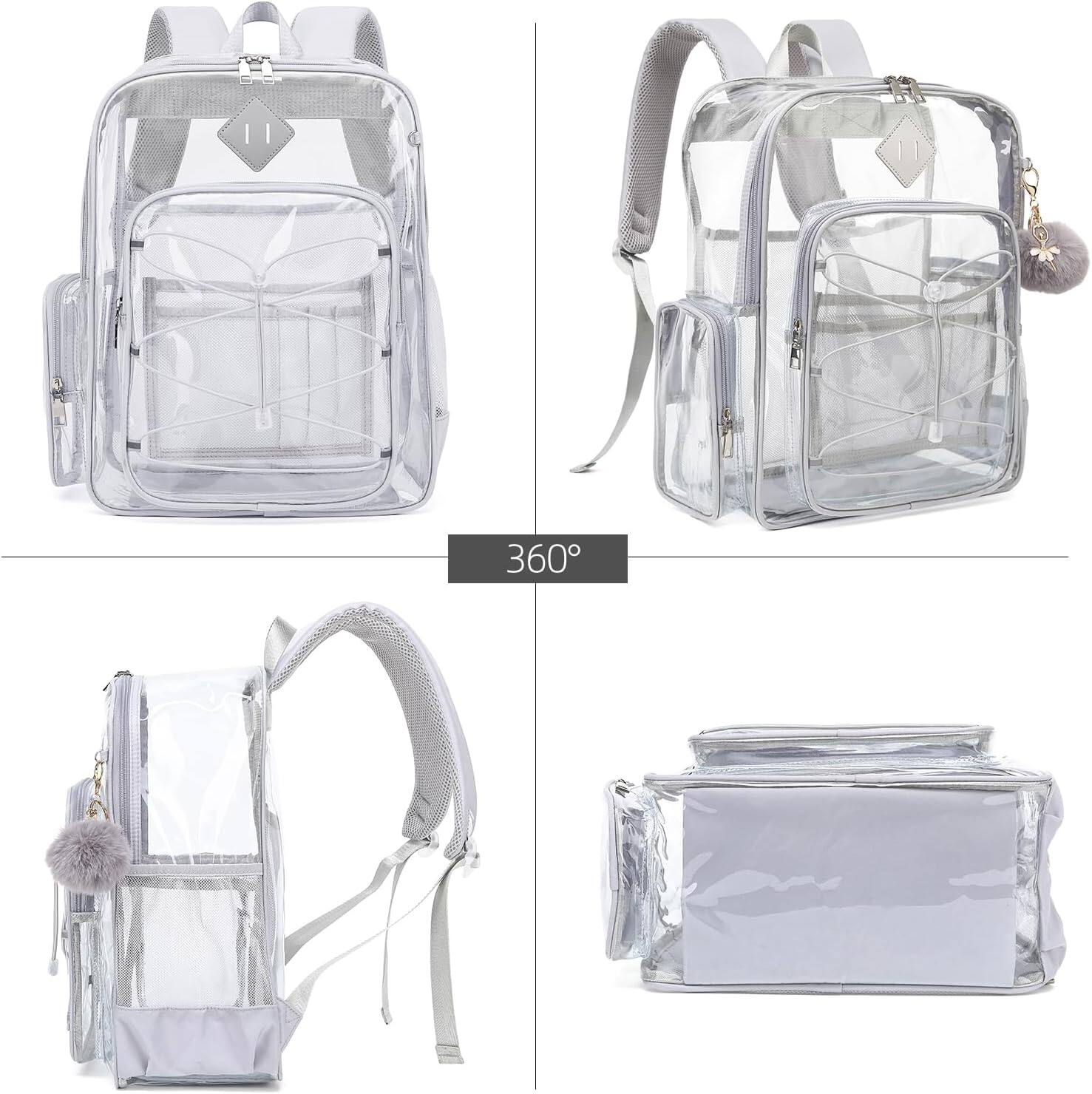 Alt View 3. Live At Space - Clear Backpack School Girls Women, Boys Kids Heavy PVC Transparent Backpacks Through Bookbags Light - Light Purple.