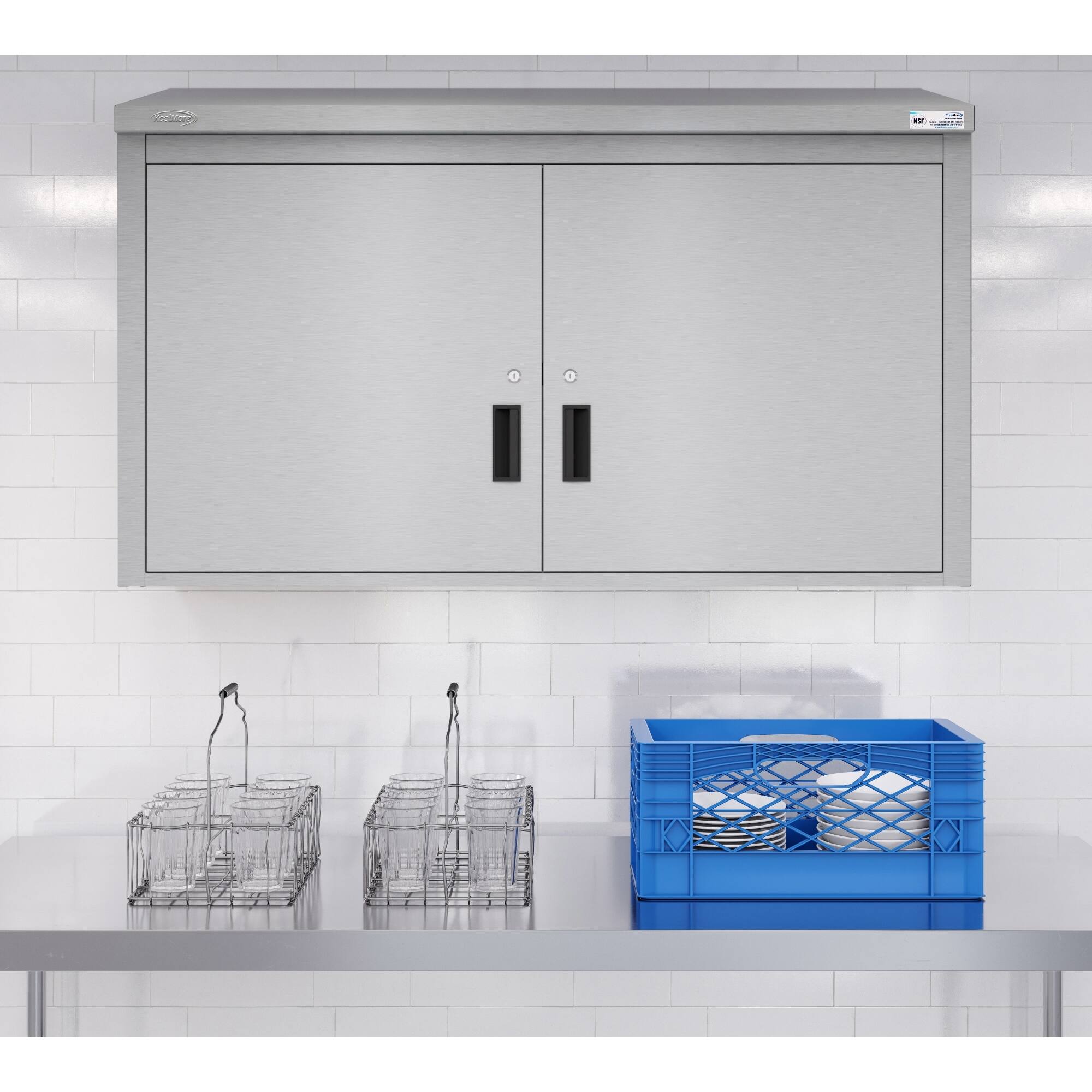 Alt View 1. Koolmore - 48 in. Kitchen Wall Cabinet with Hinged Doors and 2 shelves in Stainless-Steel (KM-WMC-1548-S) - Stainless-Steel.