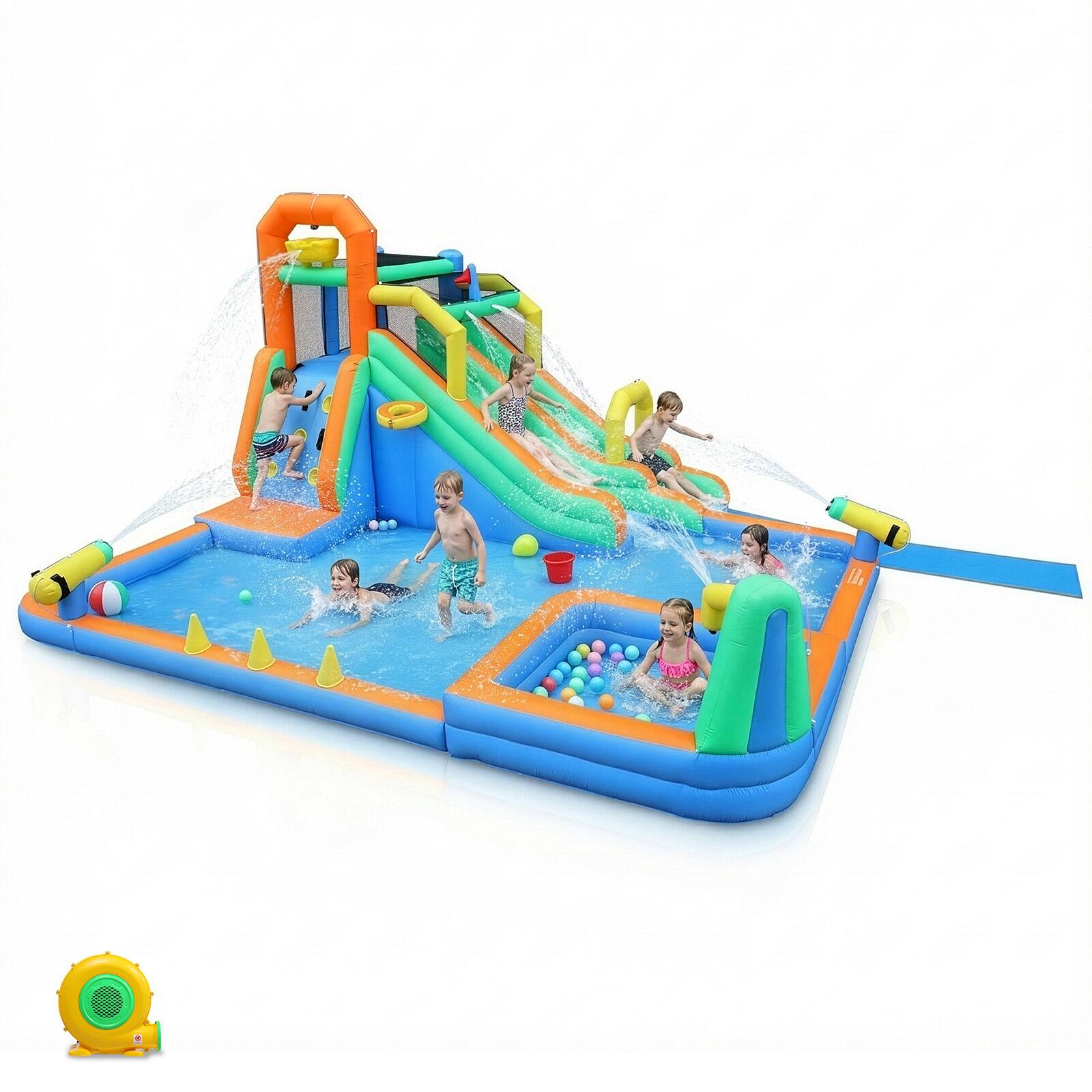 Alt View 4. Winado - Inflatable Bounce House with Double Slides, Indoor & Outdoor Bouncy Castle W/Inflatable Swimming Pool, Climbing Wall & R.