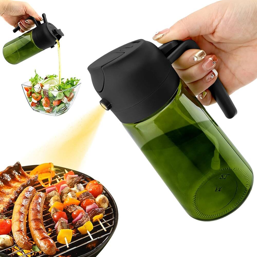 Left. Schertz - 16oz Dark Oil Sprayer – Light-Blocking Olive Oil Dispenser with Stickers (Black).