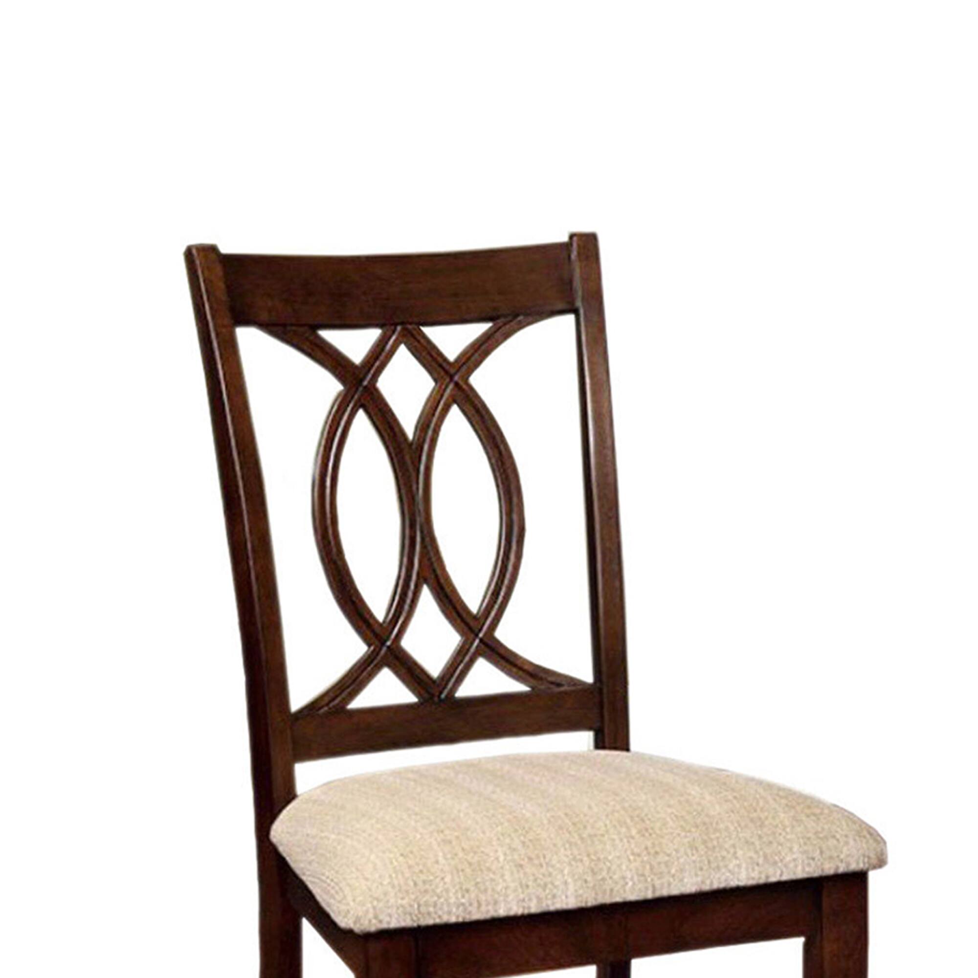 Back. Manhattan Lane - Fabric Upholstered Side Chair with Cut Out Back, Set of 2 - Beige and Brown.