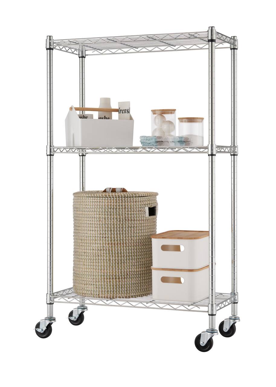 Alt View 17. TRINITY - EcoStorage 5-Tier 30x14x72 Modular Commercial Wire Shelving NSF w/ Baskets & Wheels Chrome - Chrome.