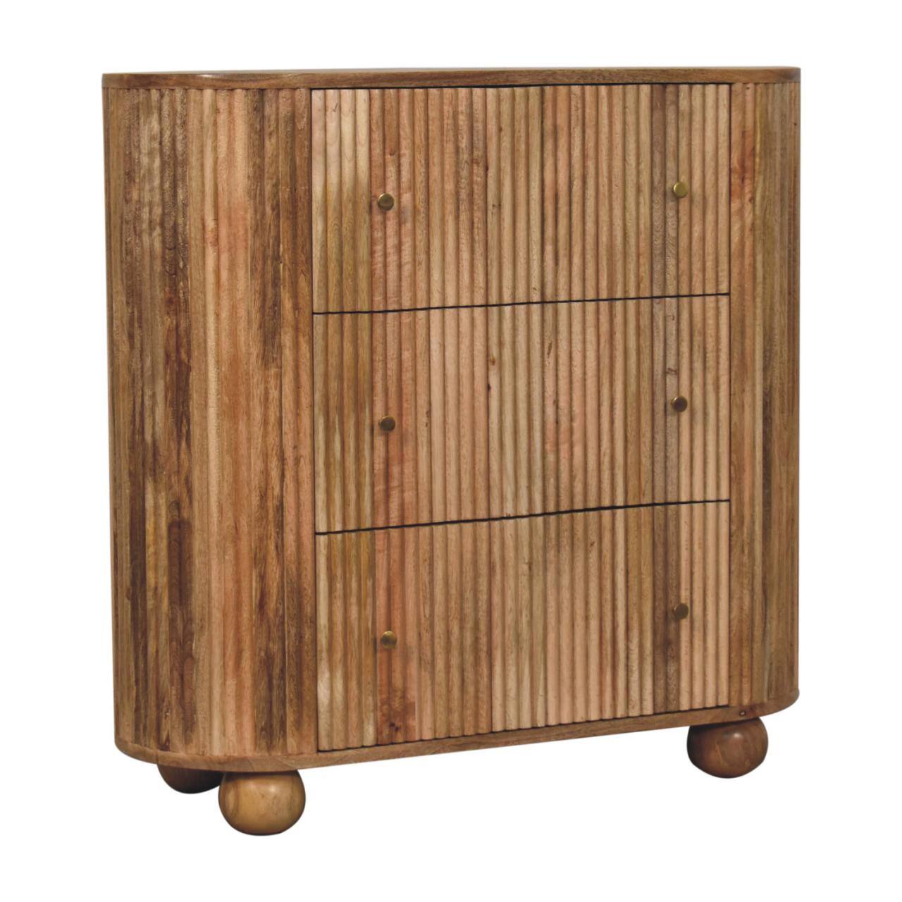 Left. Artisan Furniture - Artisan Furniture Solid Wood Soba Ball Chest, 3 Drawers, Beige - Brown.