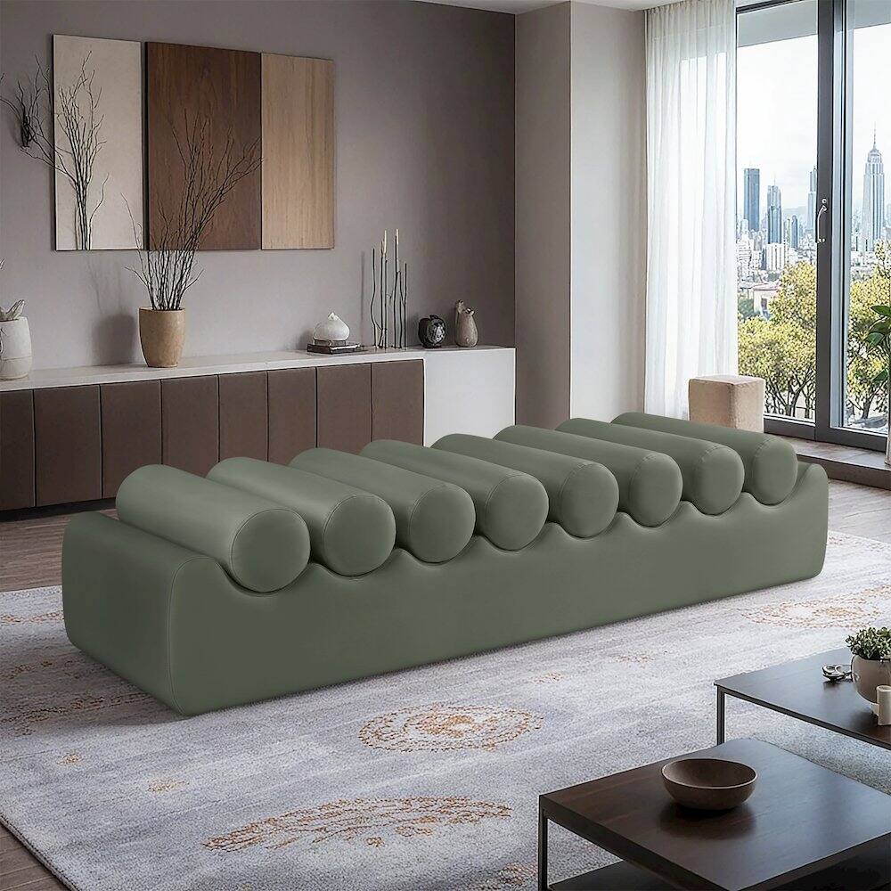 Alt View 1. Meridian Furniture - Rumble Green Vegan Leather Bench - Green.