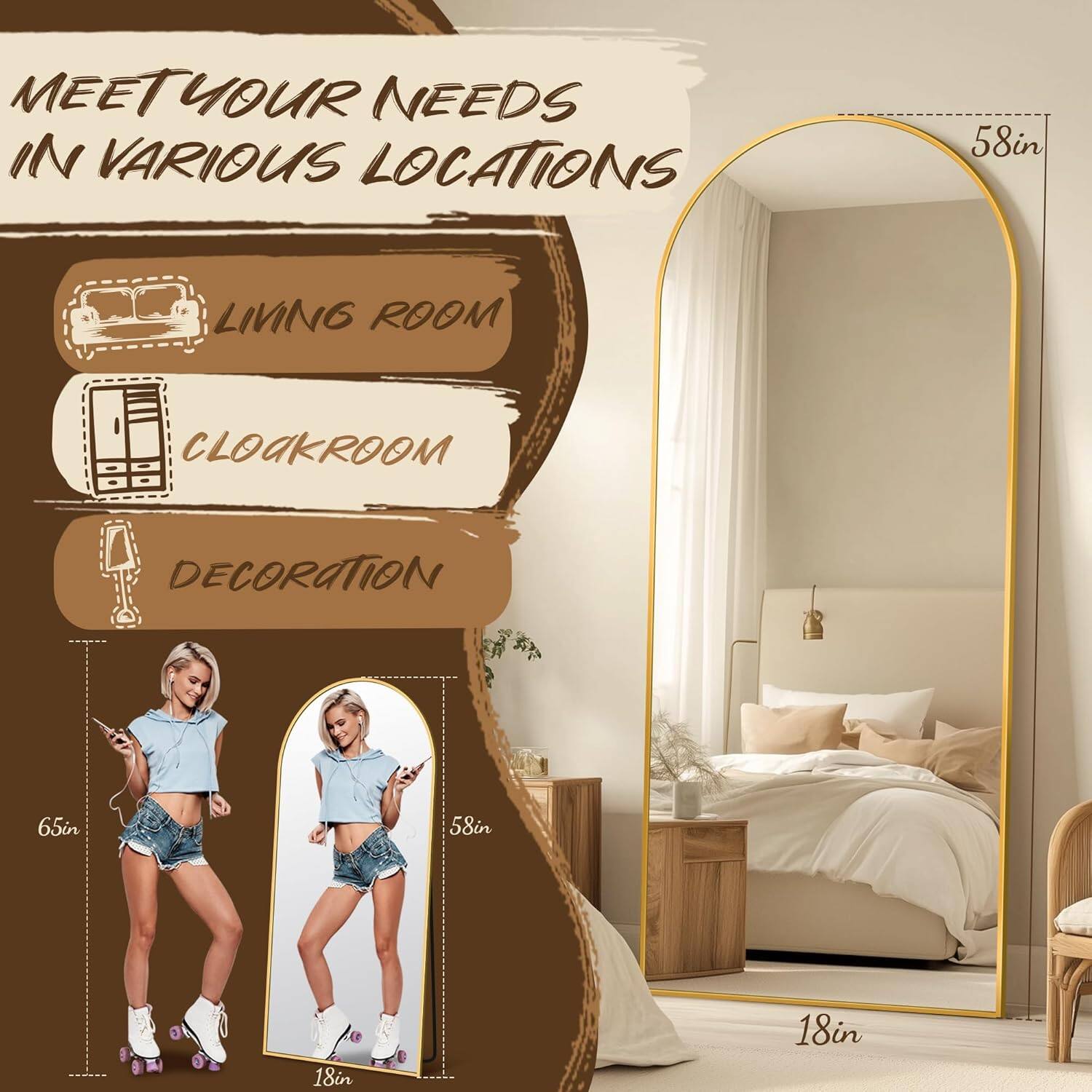 MEET YOUR NEEDS IN VARIOUS LOCATIONS

LIVING ROOM  
CLOAKROOM  
DECORATION

58in  
65in  
18in  
18in