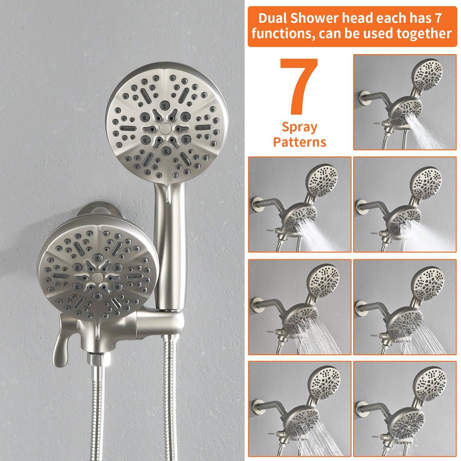 Dual Shower head each has 7 functions, can be used together

7 Spray Patterns