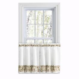 Ellis Curtain - Cherries Ruffled 1.5" Rod Pocket Window Curtain Tiers 58"x24" - Natural