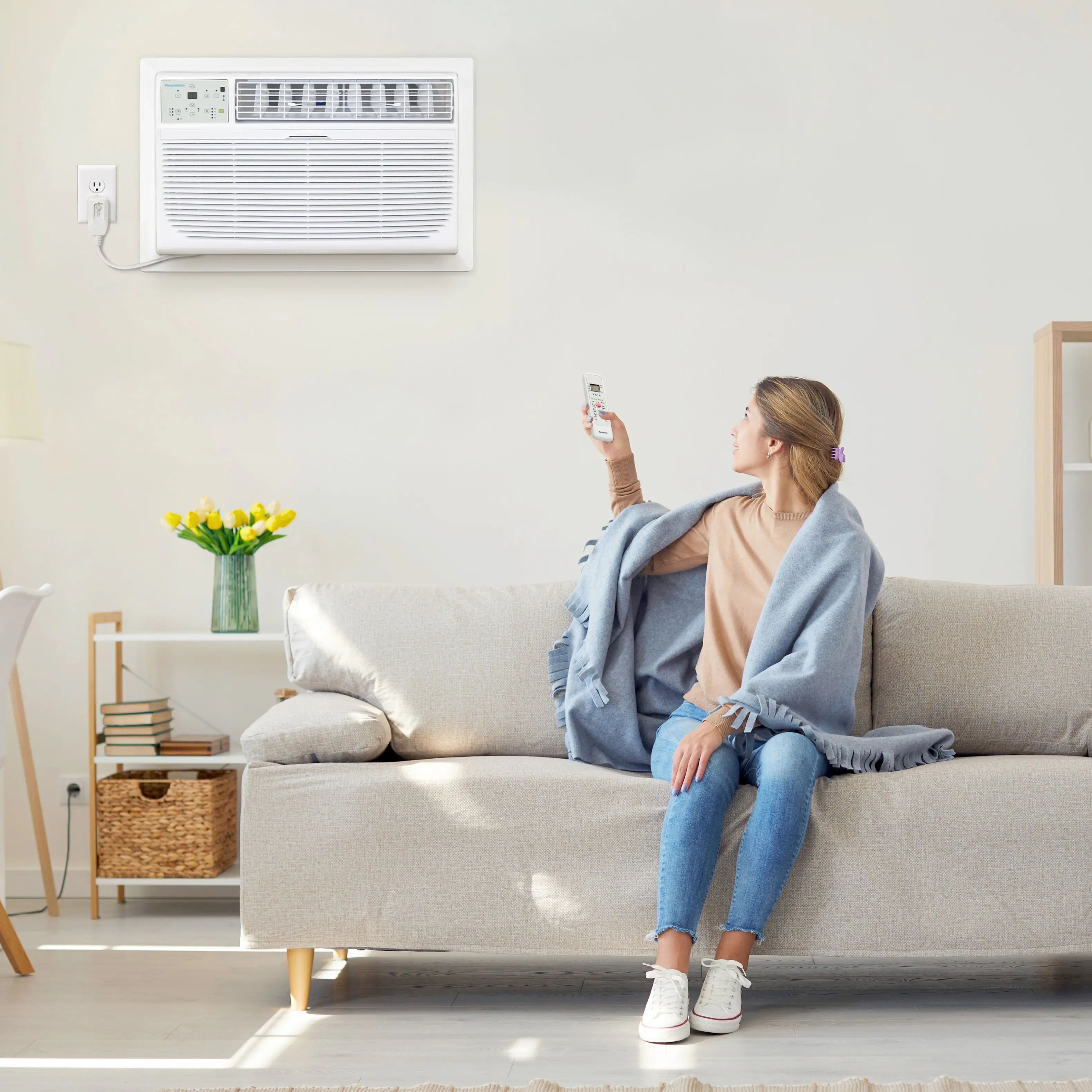 Alt View 5. Keystone - 700 Sq. Ft. 14,000 BTU 230V Through-the-Wall Air Conditioner with Remote Control - White.