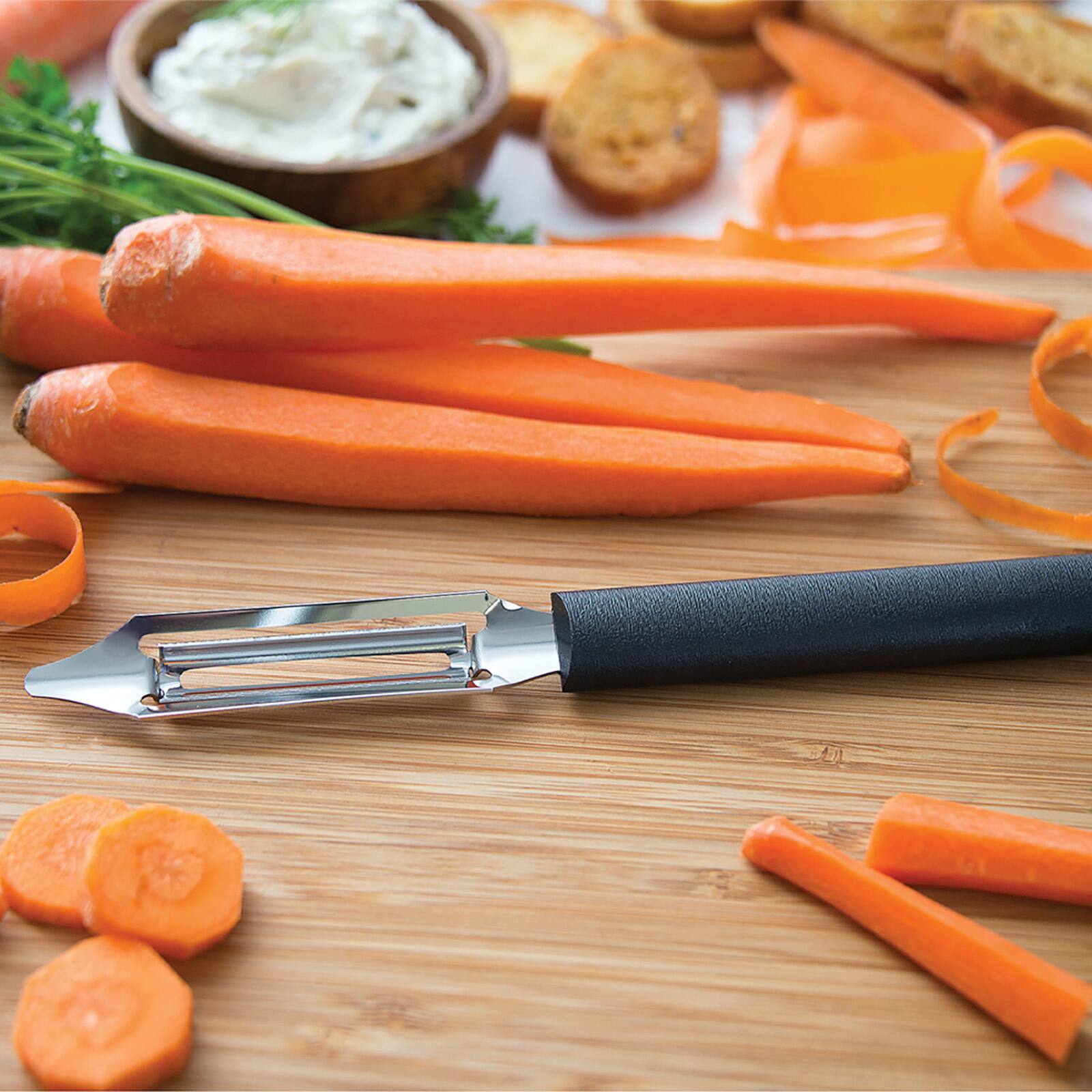 Alt View 1. Rada - Cutlery 2-Inch Deluxe Vegetable Peeler with Straight Blade, Black Handle - Black.