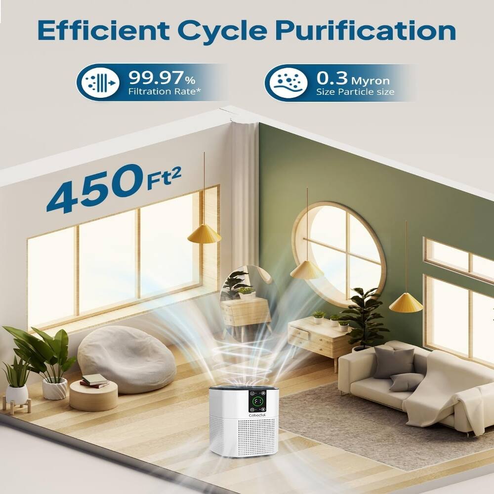 Efficient Cycle Purification  
99.97% Filtration Rate*  
0.3 Myron Size Particle size  
450 Ft²