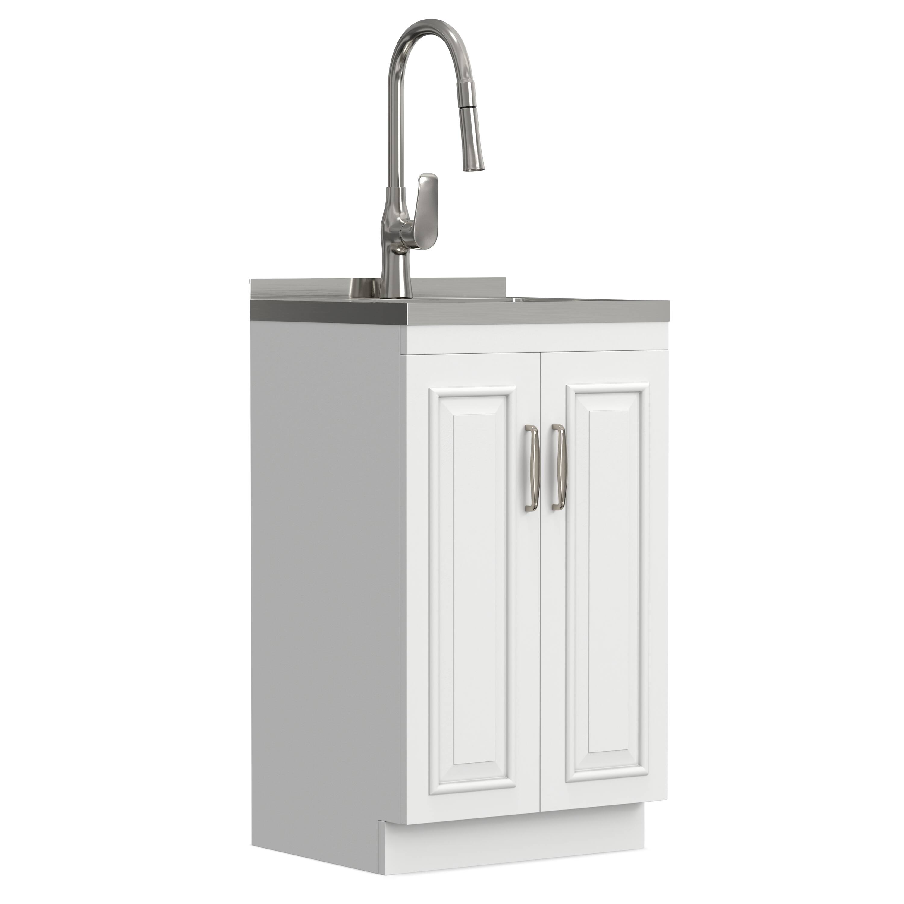 Alt View 5. Simpli Home - Darwin All-In-One 20-inch Laundry Utility Sink and Cabinet - Pure White.