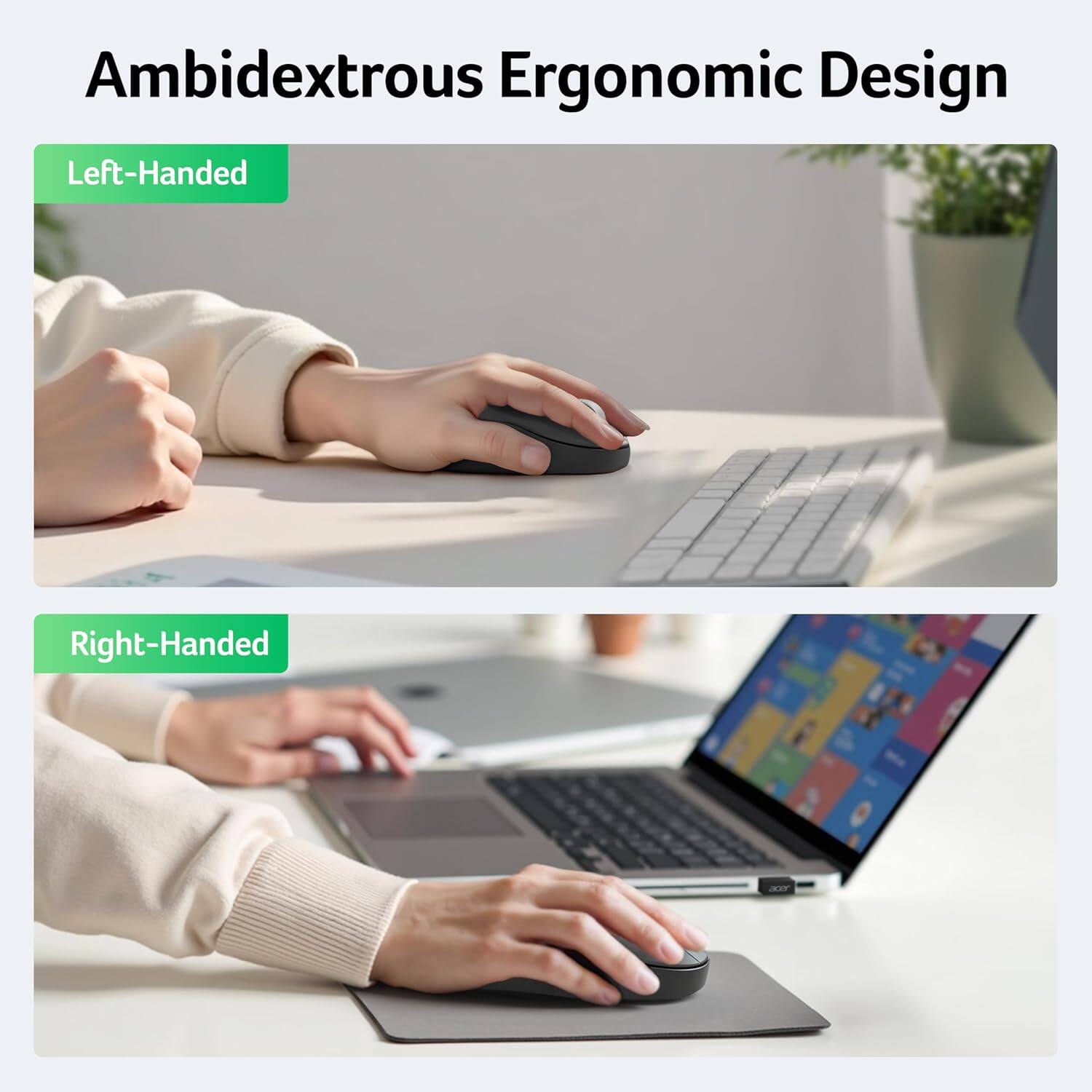 Ambidextrous Ergonomic Design

Left-Handed

Right-Handed
