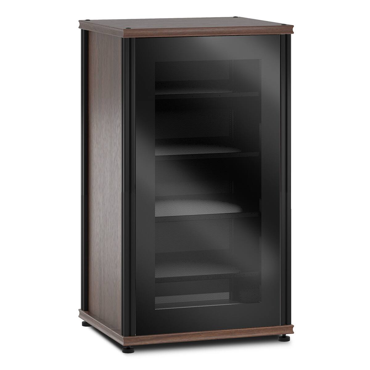 Front. Salamander Designs - Salamander Designs Synergy 402 AV Cabinet (Dark Walnut with Black Glass Doors & Black Posts) - Dark Walnut/Black.